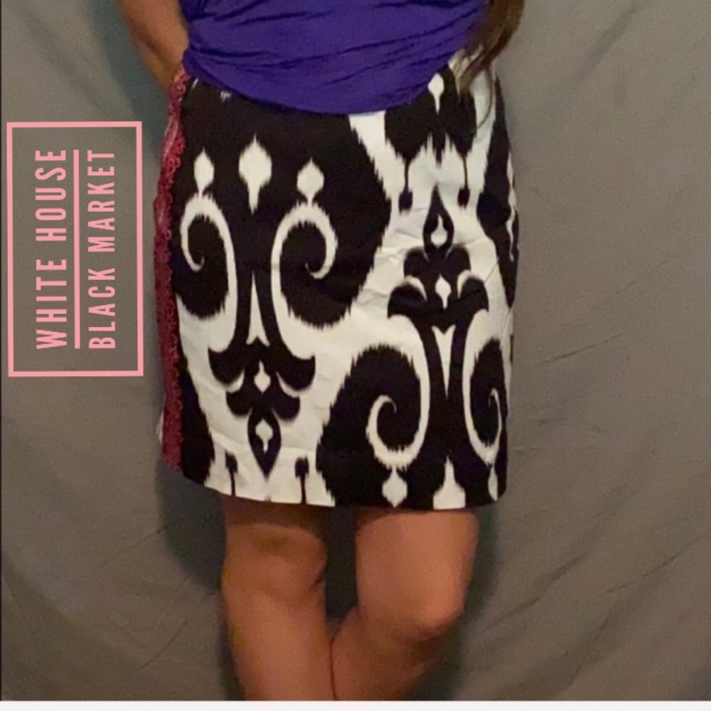 WHBM Aztec print black & white skirt sz 14